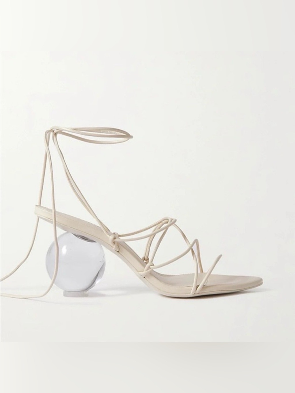 Cult Gaia Ivory Strappy Sandal With Sculptural Clear Heel